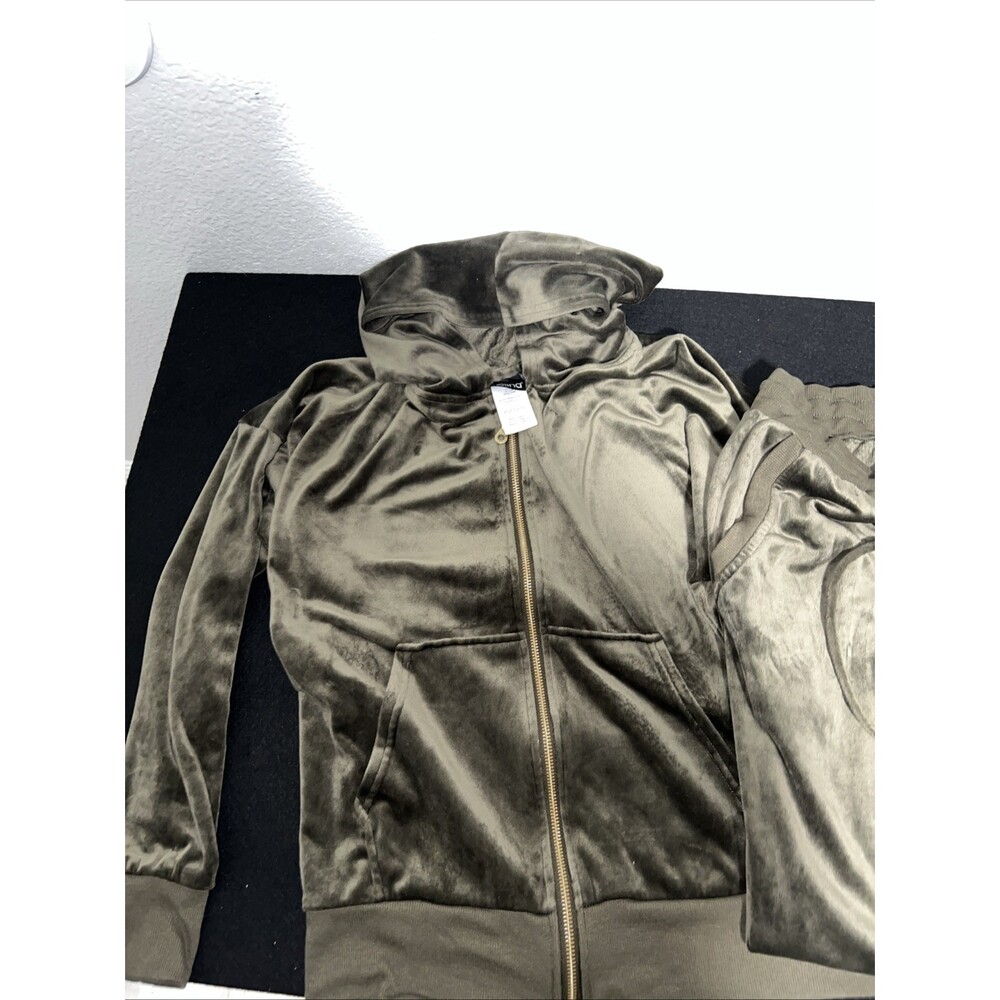 Felina M 2Pce Matching Velour Zip Hoodie Jacket Jogger Pants Set Green XS